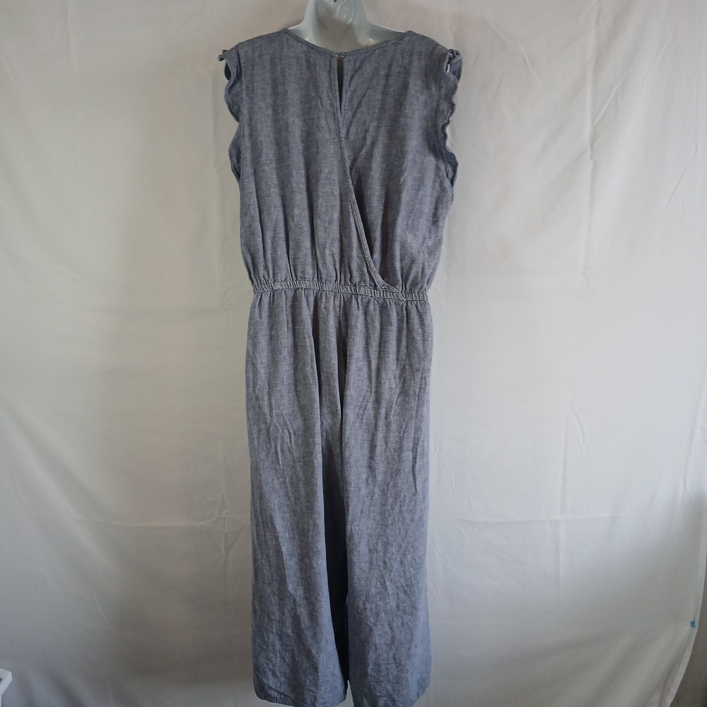 Old Navy Romper Denim Light Blue Ruffles Sleeveless Sz L Western Casual Work - Picture 8 of 9